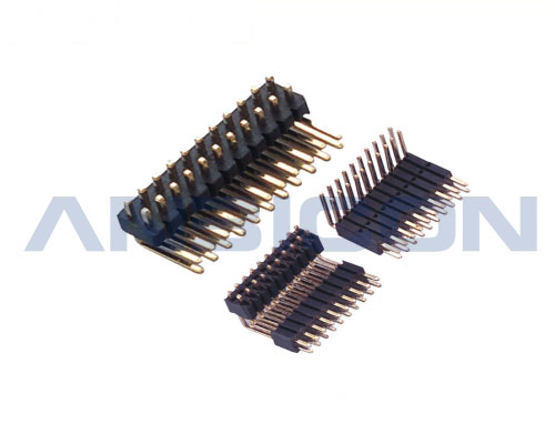 1.27Pin Header, Dual Row, single/ double plastic, 90°