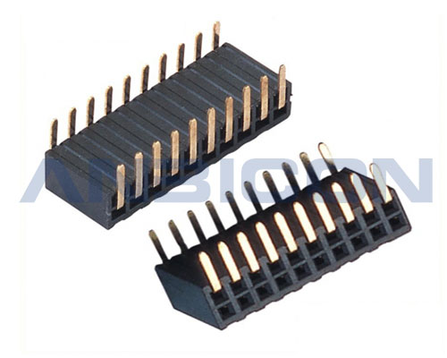 Pitch 1.27mm Female Header Connector Dual Rows 2P to 50P Right Angl Side insrtion