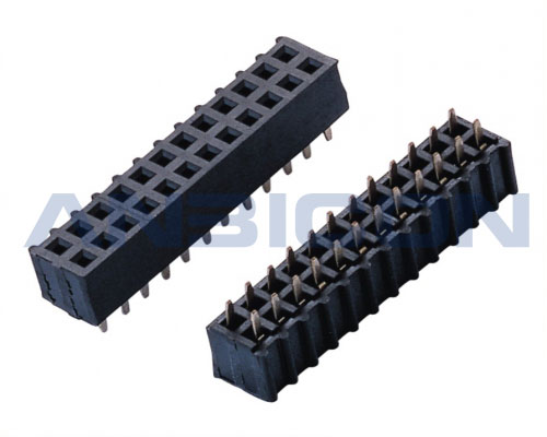 2.54Female Header，Dual Rows， 180°，Wave plastic