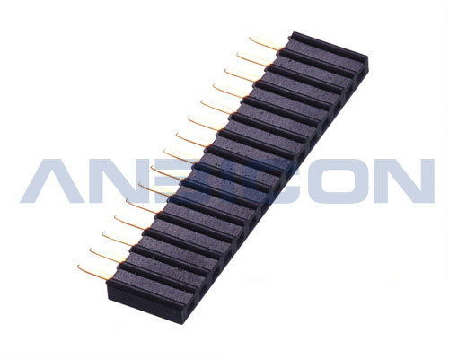 2.54Female Header， single row， 180°， Wave plastic