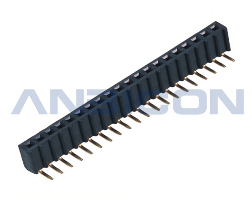 2.54Female Header ， single row， 90°， Wave plastic