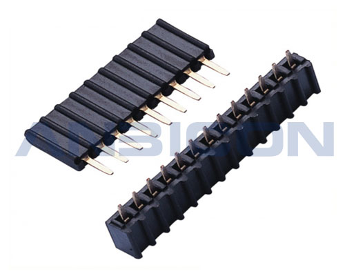 2.54Female Header， single row ，180° ， U type ，Wave plastic