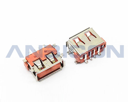 USB 2.0 AF SMT Type L=10.0mm H=6.3mm  Rated Current：3A