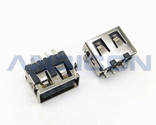 USB 2.0 AF SMT Type L=10.0mm H=6.5mm Rated Current：3A