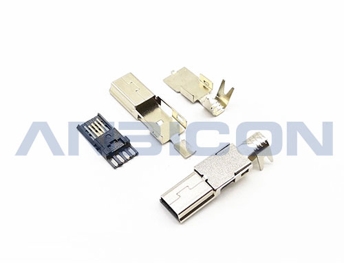 MINI USB Solder Wire Type Male Three-piece