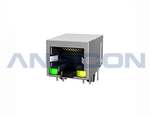 RJ45 Single Port ; TAB-DOWN ; L=21.3 mm ; Without  LED ; Without metal shield . PCB Retaining Post :solid(Type A)