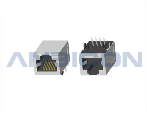 RJ45 Single Port;TAB-UP;L=25.4 mm ; Without LED ; With metal shield ;Meets IEEE 802.3 specification.PCB Retaining Post: hollow (Type B)