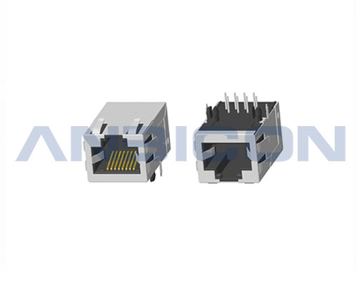 RJ45 Single Port;TAB-UP;L=25.4 mm ; Without LED ; With metal shield(EMI Fingers) ;Meets IEEE 802.3 specification.PCB Retaining Post: hollow (Type B)