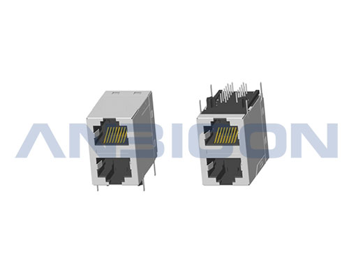 RJ45 ; 2X1 ports ; Without LED ; With metal shield ; Gold plating 6/15/30/50 microinch . PCB Retaining Post :solid(Type A)