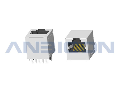 RJ45 2.5G ; Single Port ; TAB-UP ; 180 angle ; Without LED ; With metal shield ; Gold plating 6/15/30/50 microinch . PCB Retaining Post : solid (Type A)