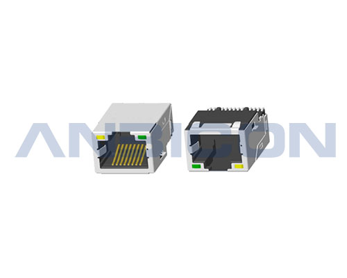 RJ45 2.5G ;Single Port ; TAB-UP ; SMT ;L=21.5mm ;With LED ;With metal shield ;Gold 6/15/30/50 Microinch.