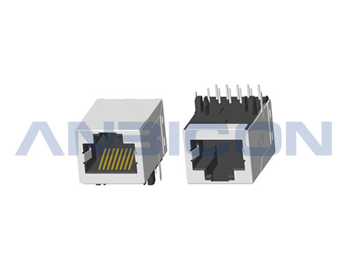 RJ45 5G ; Single Port ; TAB-UP ;DIP ; L=21.5mm ; Without LED ; With metal shield ;PCB Retaining Post :hollow(Type B)