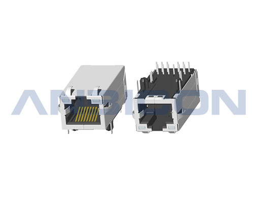 RJ45 5G ; TAB-UP ; L=33mm ; With LED ; With metal shield(EMI Fingers) . PCB Retaining Post :solid(Type A)