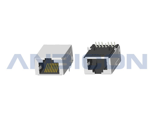 RJ45 10G ; Single Port ; TAB-UP ; L=24.13mm ; Without LED ; With metal shield . PCB Retaining Post :solid(Type A)