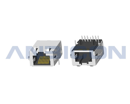 RJ45 10G ; Single Port ; TAB-UP ; L=24.13mm ; Without LED ; With metal shield（EMI Fingers） . PCB Retaining Post :solid(Type A)