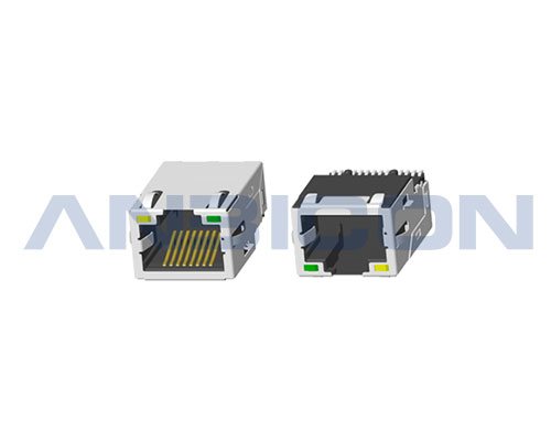 RJ45; 1x1; TAB-UP; SMT; Gigabit; with LED; with metal shield (EMI).