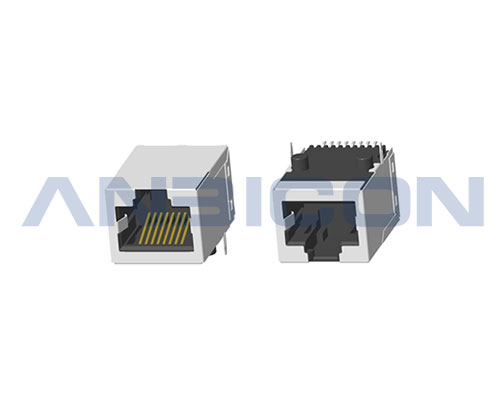 RJ45 ; Single Port ; TAB-UP ; SMT ; Without LED ; With metal shield ; Meets IEEE 802.3 specification .