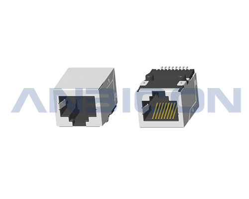 RJ45 ; Single Port ; TAB-DOWN ; SMT ; Without LED ; With metal shield .