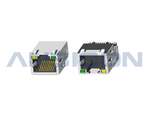 RJ45 ; 1X1 ; TAB-UP ; SMT ; With LED ; With metal shield(EMI Fingers) .