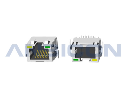 RJ45 ; Single Port ; TAB-UP ; Low profile 3.0mm DIP ; With LED ; With metal shield（EMI Fingers） .