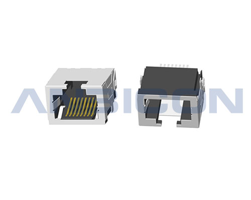 RJ45 ; Single Port ; TAB-UP ; Low profile 2.8mm SMT ; Without LED ; With metal shield .