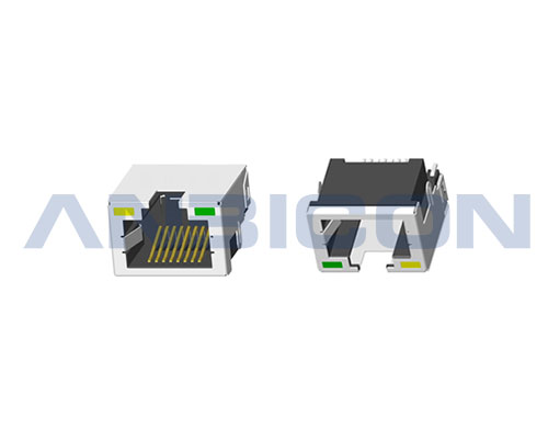 RJ45 ; Single Port ; TAB-UP ; Low profile 4.2mm SMT ; With LED ; With metal shield .